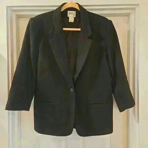Barclay Square Womens Petite 100% Pure Virgin Wool Blazer Black Size 14P